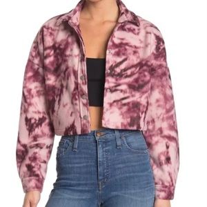 ABOUND Cropped Shirt Jacket In Purple Tie Dye